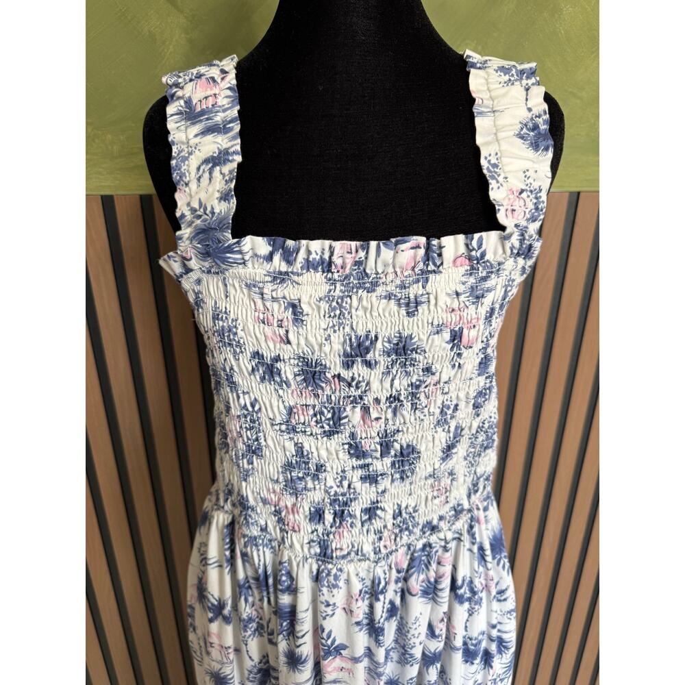 Abercrombie & Fitch Smocked Bodice Easy Maxi Dress Palm Tree Print Size XL - Picture 3 of 11